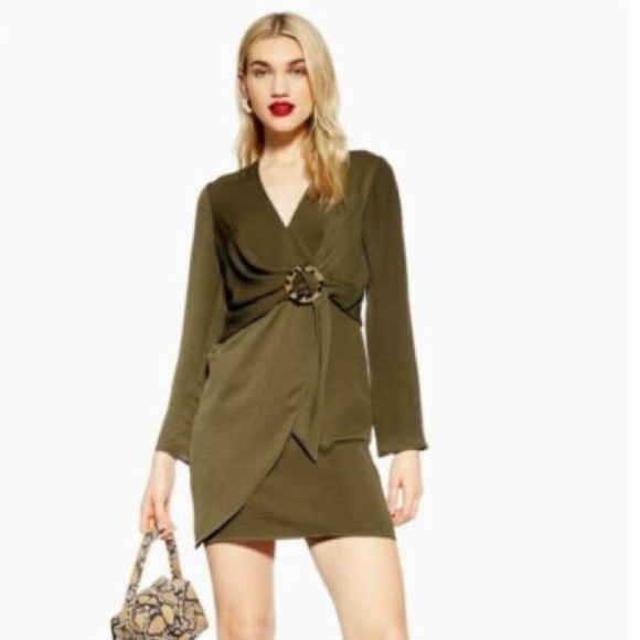 Topshop Green Ring Mini Dress US size 6 NWT - Picture 1 of 7